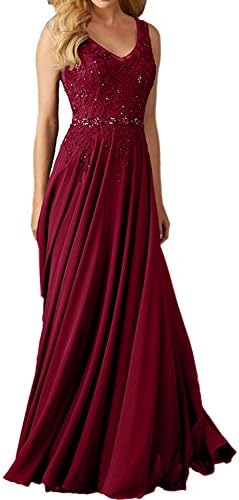 Faironline Women's V Neck Appliques Prom Dress Long Beaded Evening Party Gowns