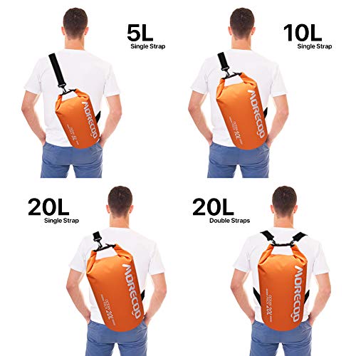 MORECOO Waterproof Bag Floating Ultra Light Dry Bag Outdoor Sports Sweatproof Dry Backpack 5L/10L for Kayaking/Rafting/Boating/Swimming/Camping/Hiking/Beach/Fishing (Orange, 20L) - Thumbnail 4