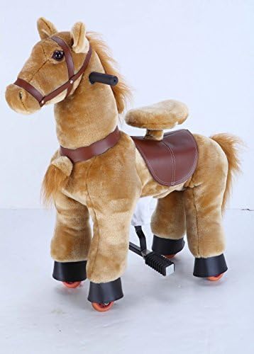 SMALL Trotting Action Horse Pony Beige Brown Ages 2-5 Boys &amp; Girl Ride on Cycle Giddy Up Cowboy! by TODDLER TOYS