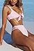 ESONLAR Pink Front Knotted Active Crop Top High Waist Bikini Beachwear for Women L