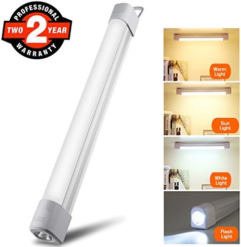 Multifunction LED Tube Lighting with Emergency Flashlight for Outdoor Camping Cabinet Reading and Work 3 Color Build In Rechargeable Battery as Power Bank (35CM Dimming)