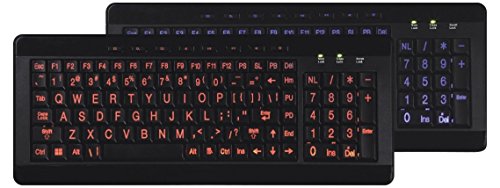 iMBAPrice Large Font Print USB LED Backlit Keyboard, Orange and Blue (IMBA-LOB-BKB)