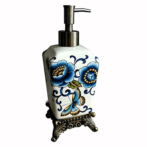 Ceramic Liquid Soap & Lotion Pump Dispenser, for Kitchen or Bathroom Countertops or Sink,Porcelain Bathroom Accessories