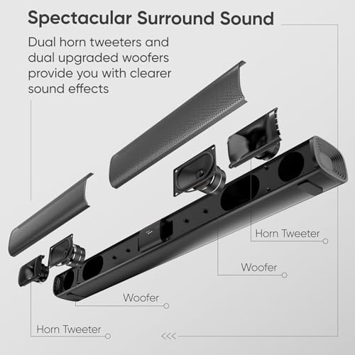 Saiyin 31" Detachable Sound Bar for Smart TV, 2.1ch Surround Sound Home Theater System, Bluetooth 5.3 Soundbar, TV ARC/Optical/AUX, Wall Mountable for TV/PC/Gaming/Projectors