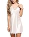 Ekouaer Women's V-Neck Satin Camisole Nightgown,Medium,A(white)