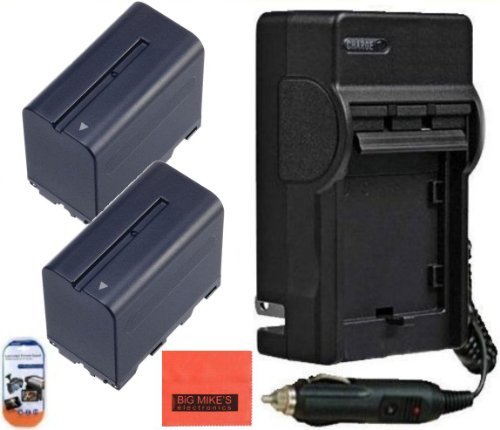 Pack Of 2 NP-F970 Batteries and Battery Charger for Sony DCR-VX2100 FDR-AX14K HDR-AX2000 HDR-FX1 HDR-FX1000 HDR-FX7 HVR-HD1000 HVR-V1U HVR-Z1U HVR-Z5U HVR-Z7U HXR-NX5U HXR-MC2000U Camcorder + More!!