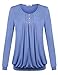 Jazzco Womens Long Sleeve Scoop Neck Pleats Blouse Shirts