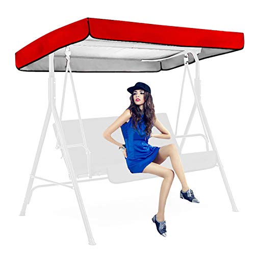 DFWYG Sonnendach für Hollywoodschaukel Ersatzdach Gartenschaukel Universal Hollywoodschaukel mit wasserdichter UV-Schutzfläche für Gartenmöbel Schaukelstuhl, HSGAV,Rot,190 * 132 * 15cm