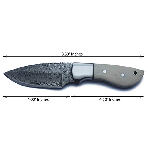 WolfKlinge Handmade Damascus Steel Knife Fixed Blade for Skinning