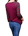 Allegra K Women's Striped V Neck Baseball Tee T-Shirts Long Raglan Sleeve Top Large Fuchsia