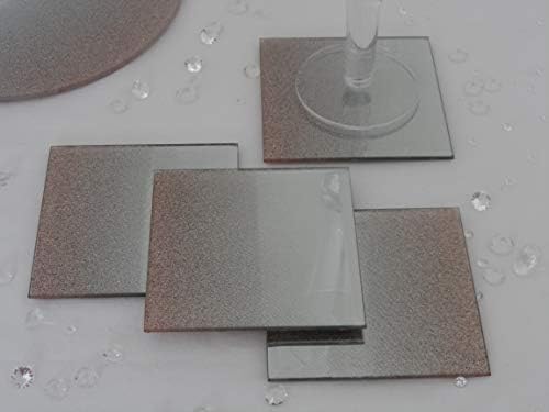 Set 4 Rose Gold Square Ombre Mirror Glass Plate Glitter Sparkle Table Coasters