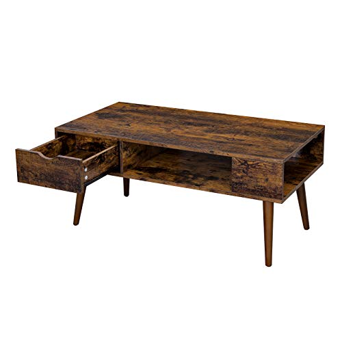 VASAGLE Coffee Table, Cocktail Table with Drawer and Open Storage