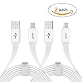 VOJO (2Pack) USB Type C Cable Adapter 5V 3A (3amp) Tangle-Free Charger Cord 6ft / 2m [White], 56K Ohm Pull-up Resistor, for Nexus 6P 5X, Chromebook Pixel C, LG G5, HTC M9 10