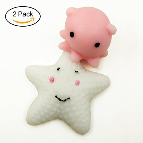 YALIKE 2Pcs Mochi Squishy Animal Hand Toy ,Squeeze Kids Toy Gift(Octopus&Starfish)