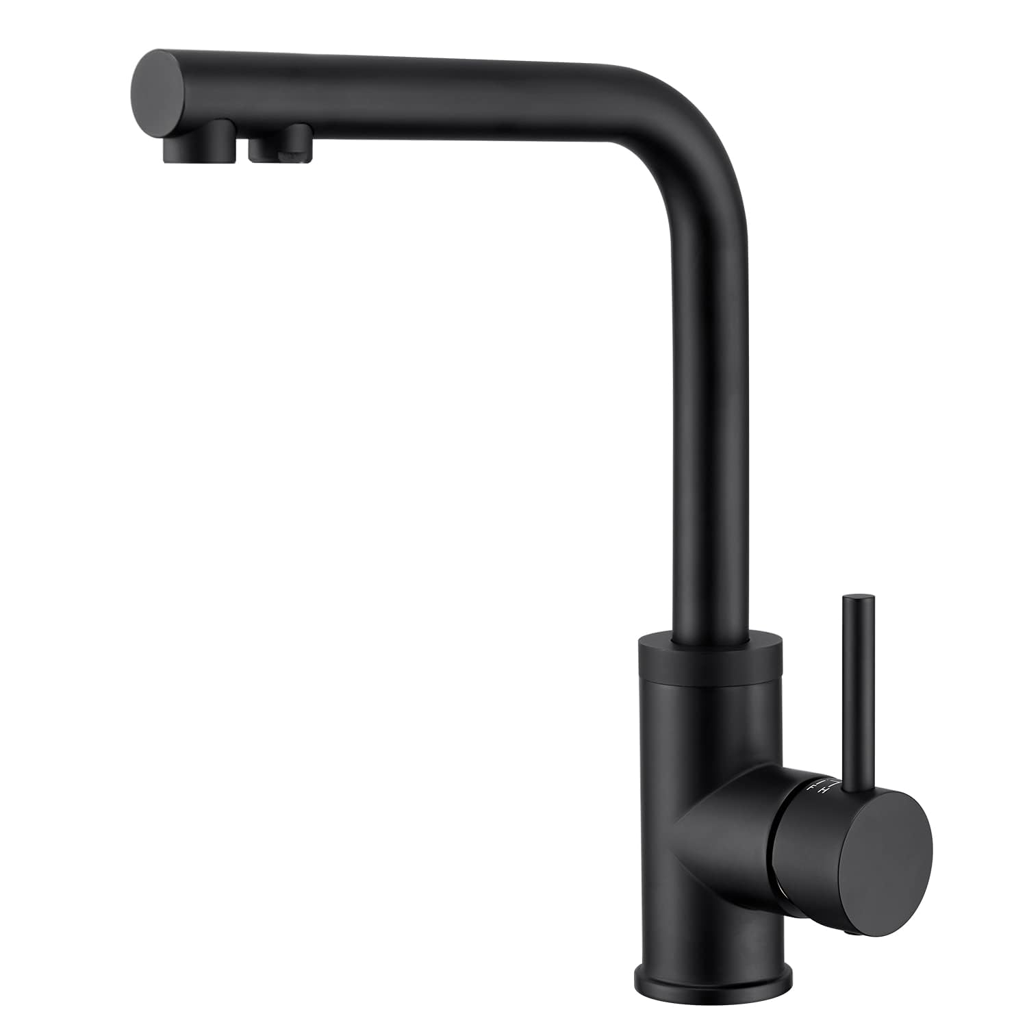 CREA 3 Way Kitchen Tap, 360 ° Swivel, Sink Mixer Tap with Water Filter Connector, Single Handle Triflow Kitchen Tap, Matte Black