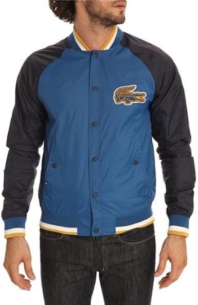 Lacoste Live - Jackets - Men - Tri-Colour Waterproof Varsity Jacket - 50 Blue: Amazon.co.uk 