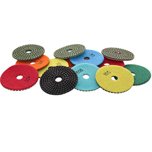 Easy Light Diamond Wet Polishing Pads Sanding Grinding Discs Tools 4 Inch Grit 50#-3000# (7 Pcs Set) for Granite Marble Stone