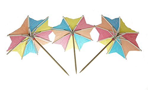 Bilipala 50 PCS Colorful Paper Umbrellas, Cocktail Parasol Picks, Cupcake Toppers Picks