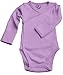 Boys Girls Baby Bodysuit made with Organic Cotton - Long Sleeve Kimono Style with Side Snaps Bodysuit and Gloved Sleeve - Purple 3M