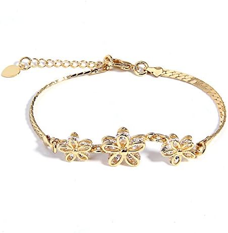 Retro Shaw Strand Bracelets Gold Plated Cubia Zirconia Crystal Jewelry for Women and Girls