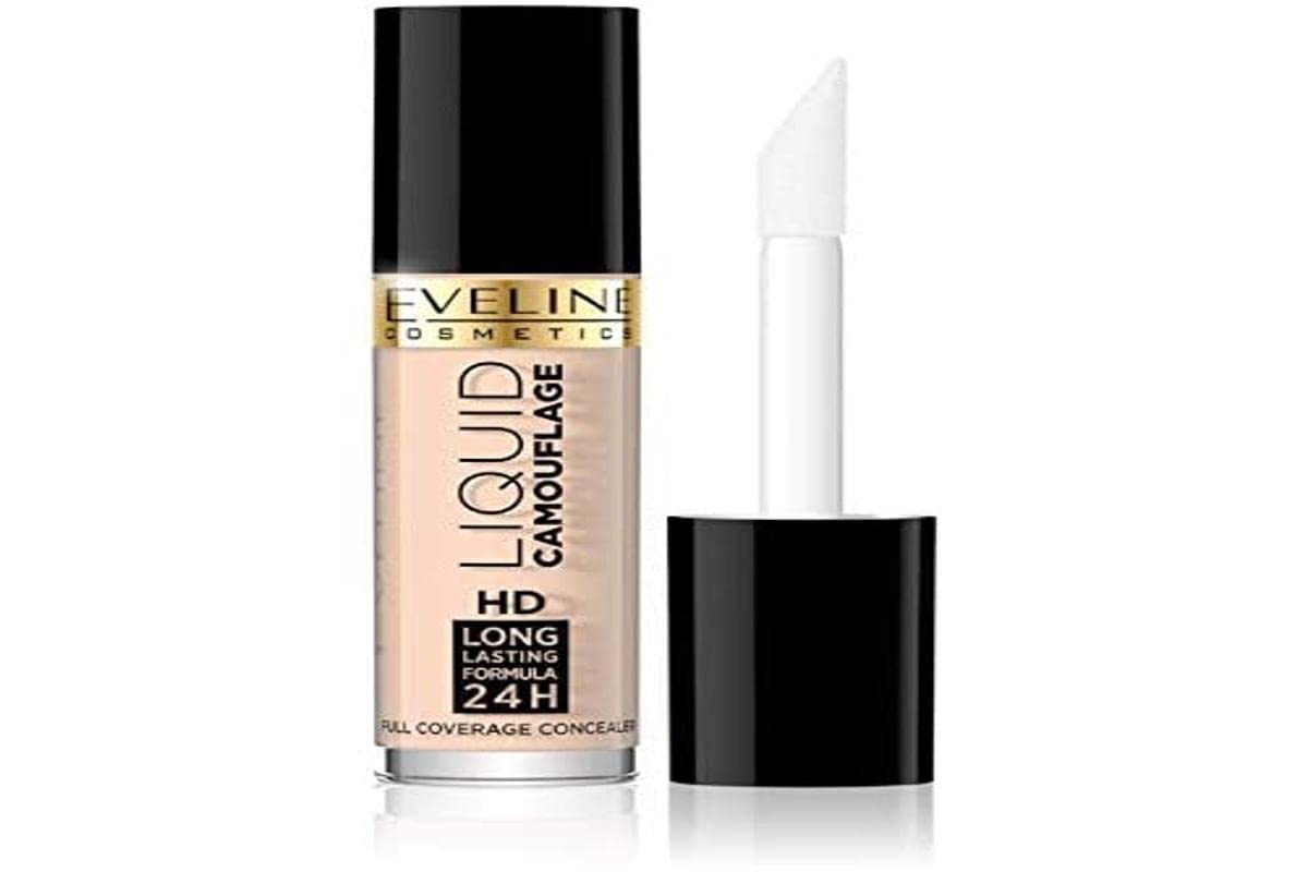 Eveline Cosmetics Liquid Camouflage Full Coverage Face Concealer No 01 - Light | Jumbo Applicator with Jojoba Oil, Vitamin B5 & Shea Butter | Vegan Formula — image 1