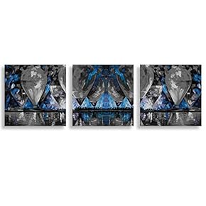 3 Panel Abstract Blue Forest Pictures Home Wall...