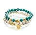 Gems of Peace - Antique White & Turquoise with Gold Charm Hamsa Buddha Bracelets