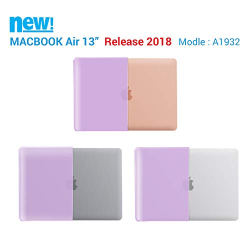 iBenzer MacBook Air 13 Inch Case 2018 Release New Version A1932, Soft Touch Hard Case Shell Cover for Apple MacBook Air 13 Retina with Touch ID, Purple, MMA-T13PU - Thumbnail 3