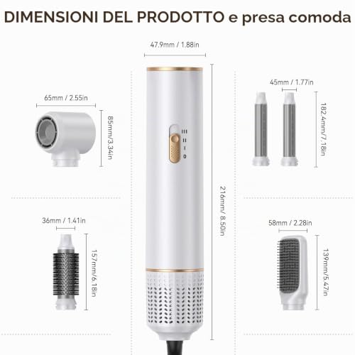 Unipampa 5 in 1 Hair Dryer, Multifunctional Hair Styler, Hair Styler Set 1000 W, Airbrush Air Styler, Hot Air Brush, Hair Dryer for Drying, Volume, Curls