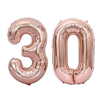 Juland Rose Gold Number 30 Balloons Large Foil Mylar Balloons 40 Inch Giant Jumbo Number Balloons for 30th Birthday Party Decorations