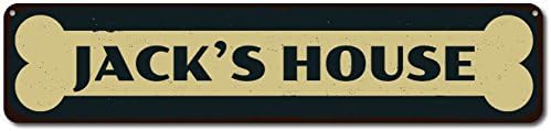 Bone Pet Name Home Sign, Personalized Animal Lover Sign, Custom Pet Lives Here Sign, Metal Cat Dog House Decor Small Metal Sign 3" X 12"