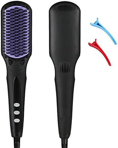 2 in 1 Hair Straightener Brush, WGIA Electric Hair Straightening Ceramic Brush Comb Professional Heating Anti-scald Ionic Hair Straightening Iron with Adjustable Temperatures / LCD Display