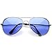 zeroUV Colorful Premium Silver Metal Aviator Glasses with Color Lens Sunglasses (Blue)