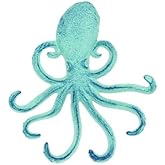 Bright Blue Cast Iron Octopus Wall Hook