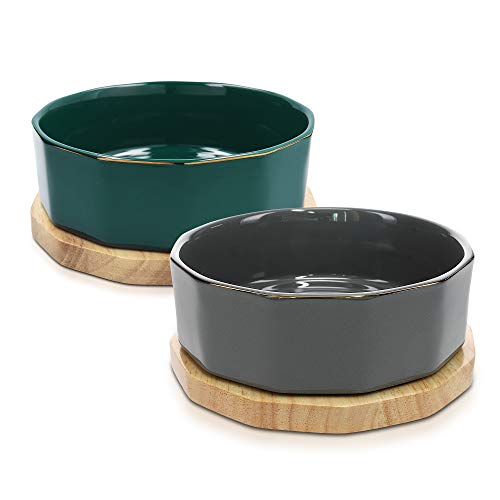 Navaris Ceramic Dog Bowl Set of 2 800ml Water or Food Bowls for Pet