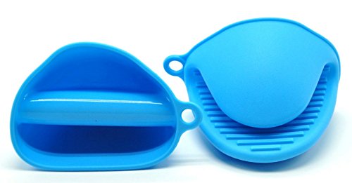 image for ALAZCO Blue Mini Oven Mitts 1 Pair (2pcs), Heat Resistant Pinch Mitt G