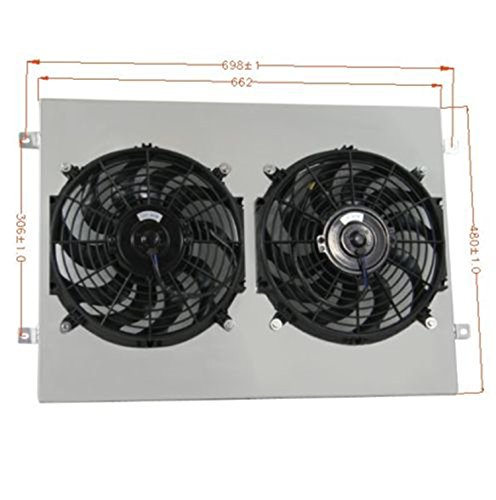Primecooling Aluminum Radiator Shroud + Fan (12 inches Dia.) for Ford Bronco ,F100 F250 F350 1967-81