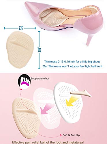 Heel Cushion Inserts (5 Pairs: 10 Pieces) - Ball of Foot Cushions -Shoe Inserts -heel pads- Metatarsal Pads for Women- High Heel Inserts for Women -shoes too big - for Pain Relief from Neuroma, Bunion