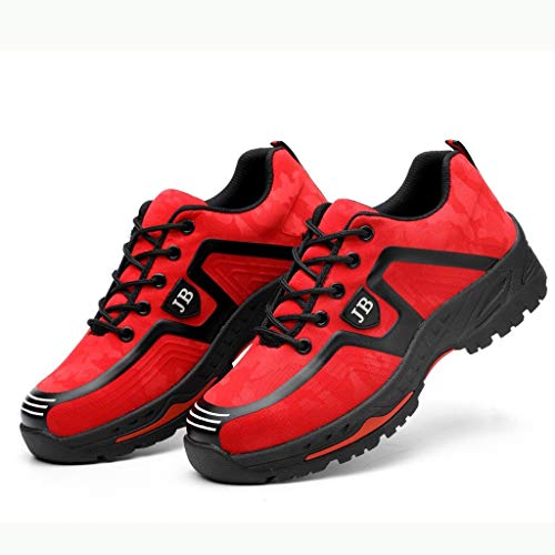DondPO Steel Toe Indestructible Work Shoes Lightweight Mesh Safety Industrial Construction Shoes for Men Women Red