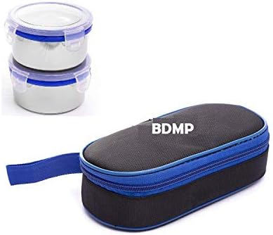 BDMP Lunch Box with Lid Lock, Leak Proof Containers & Bag, Stainless Steel, 2 Pcs Set