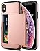 SAMONPOW Case for iPhone Xs Max Hybrid iPhone Xs Max Wallet Case Card Holder Shell Heavy Duty Protection Anti Scratch Dual Layer Hard PC Rubber Bumper Cover for iPhone Xs Max 6.5 inch Rose Gold