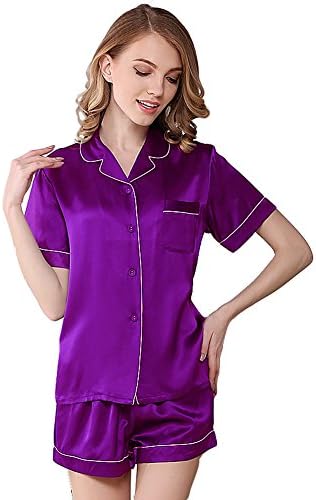 Women's Satin Pajamas Sleepwear Long and Short Button-Down Pj Set