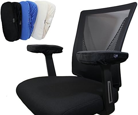 Memory Foam Office Chair Armrest Cushions - 2 Piece Set - Secure Fit and Maximum Comfort for Long Hours (Black)