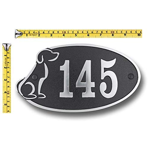 House Number Address Plaque Perfect for Dog Lovers. Cast Metal Personalised Yard Or Mailbox Sign with Oodles of Color, Number and Letter Options. Handmade in England by The Metal Foundry Just for You