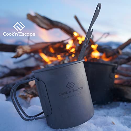 COOK'N'ESCAPE 375ml Small Titanium Cup, Camping Coffee Mug Lightweight