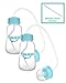 Tinukim iFeed 4 Ounce Self Feeding Baby Bottle with Tube - Handless Anti-Colic Nursing System, Blue - 2-Pack