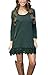 MiYang Women's Long Sleeve A-line Lace Stitching Trim Casual Dress M Green