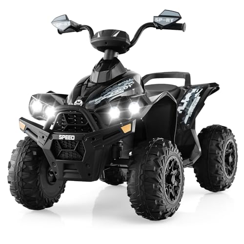 INFANS Kids Ride on ATV, 12V 4 Wheeler Quad Toy Vehicle with Music, Horn, High…