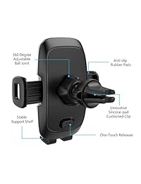 WizGear - Soporte para teléfono móvil para coche, ventilación de aire y ventilación con bloqueo giratorio