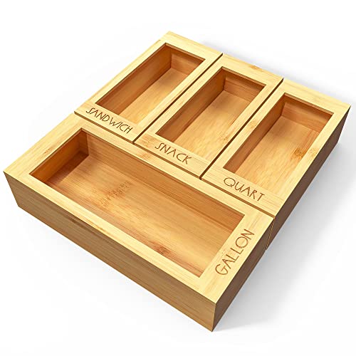 DALSHABET Bamboo Storage Bag Organizer 4 Separate